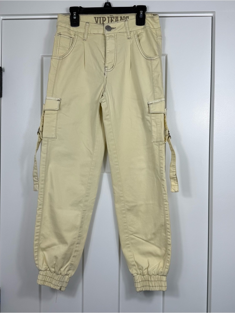 VIP Jeans Cargo Jogger Pants Stretch D-Ring Y2K Yellow Women’s Size 1/25